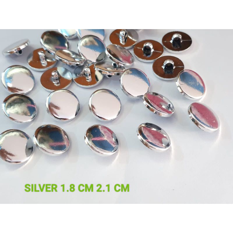 144 KANCING BUTTON DATAR SILVER DIAMETER 1.8 CM/2.1 CM SILVER/ROSE GOLD KANCING JAMUR  PLASTIK GEPEN