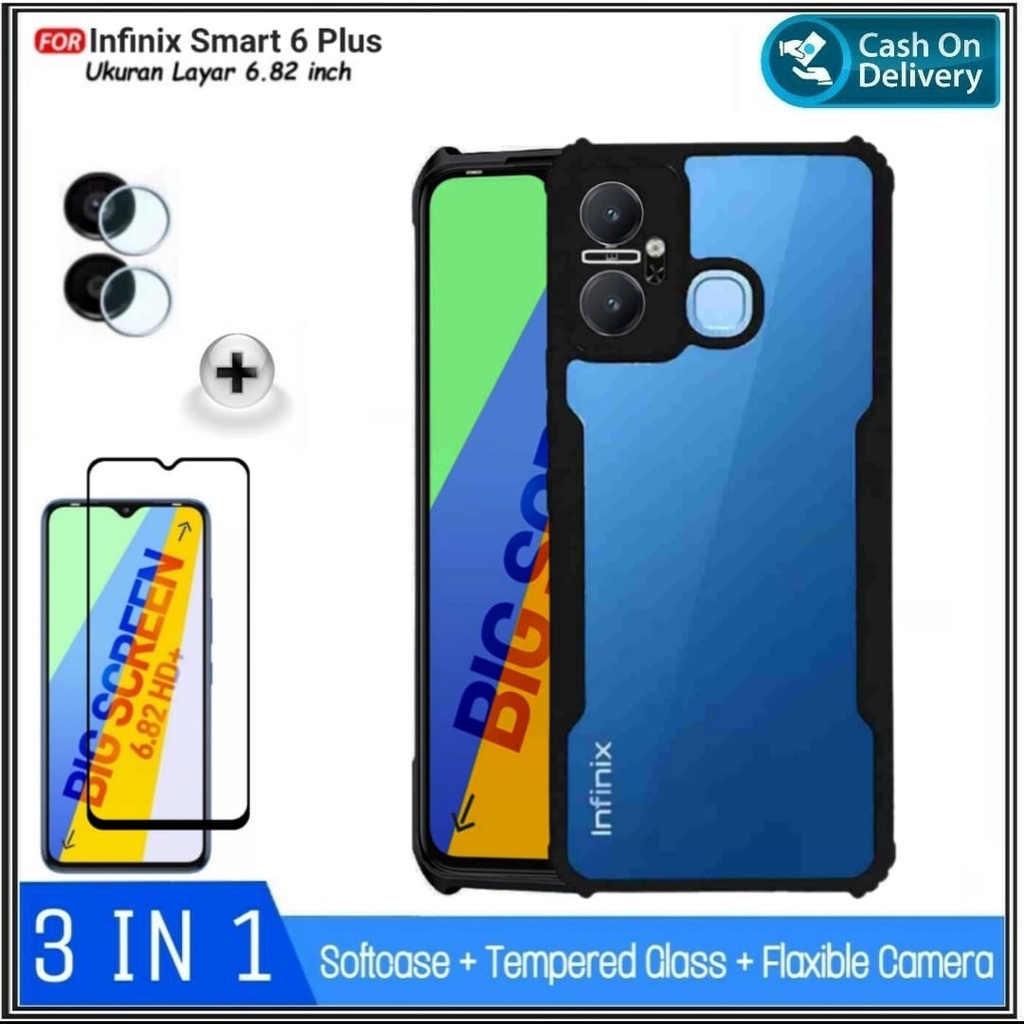 Riyanali_Shop PAKET 3IN1 Case Infinix S4 / S5 / S5 Lite / S5 Pro / Smart 4 Plus / Smart 4 / Smart 4c
