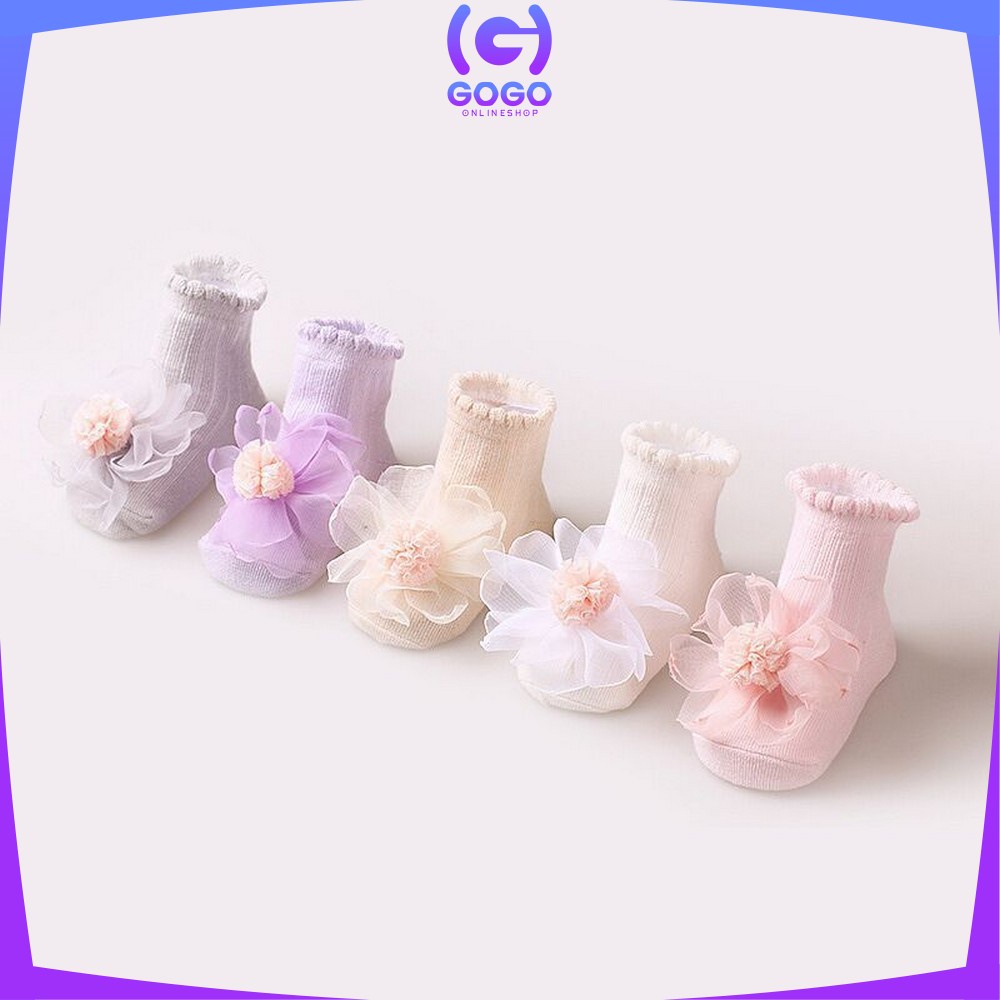 GOGO-P218 Kaos Kaki Anak Bayi Perempuan Antislip Motif Bunga / Kaus Kaki Baby Motif Timbul Socks Anti Slip