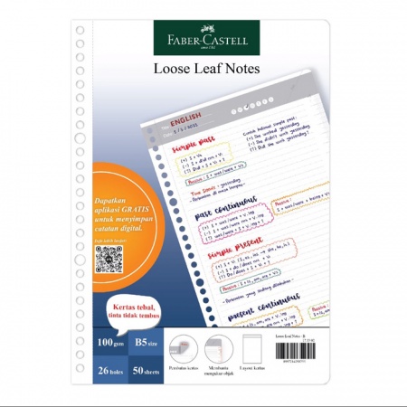 

Faber-Castell Loose Leaf Notes - B Kertas Binder Isi Binder B5 100 gsm tebal