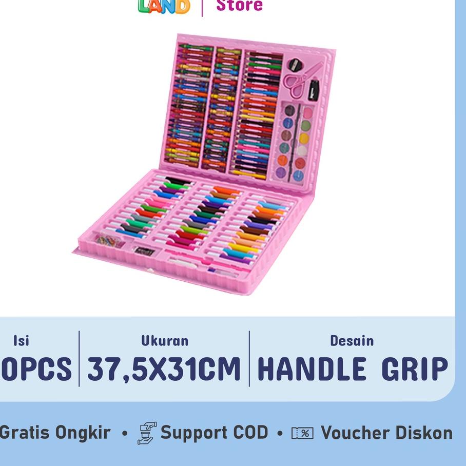 

WOW BANGET Krayon Anak Set Koper 150 in 1 Crayon Full Alat Melukis Mewarnai Set KIDS LAND ❂ 851