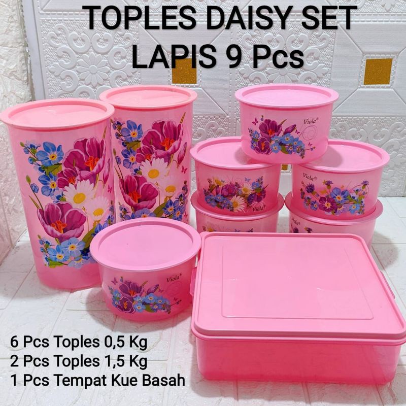 TOPLES WADAH KUE SNACK DAISY 9 PC SET