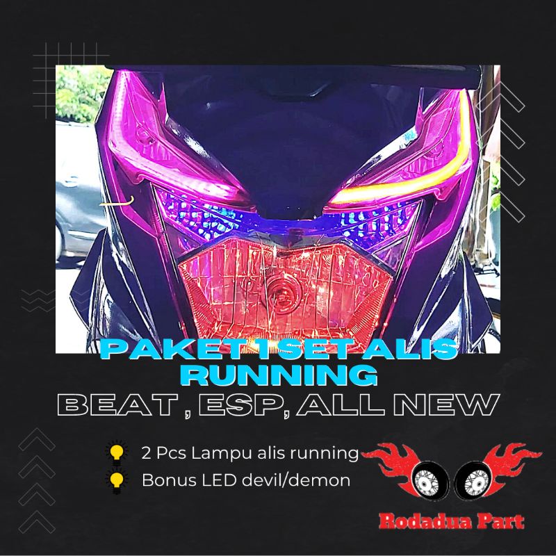 BARU_ LAMPU ALIS RUNNING BEAT 2 MODE SENJA SEIN / PAKET SEPASANG BONUS DEMON/DEVIL / FI / STREET /