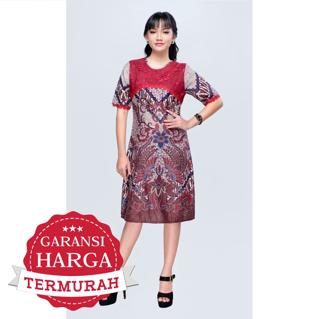 Dress Batik Wanita Baju Seragam Kerja Bank Brokat Paduan Suara Koor 3163