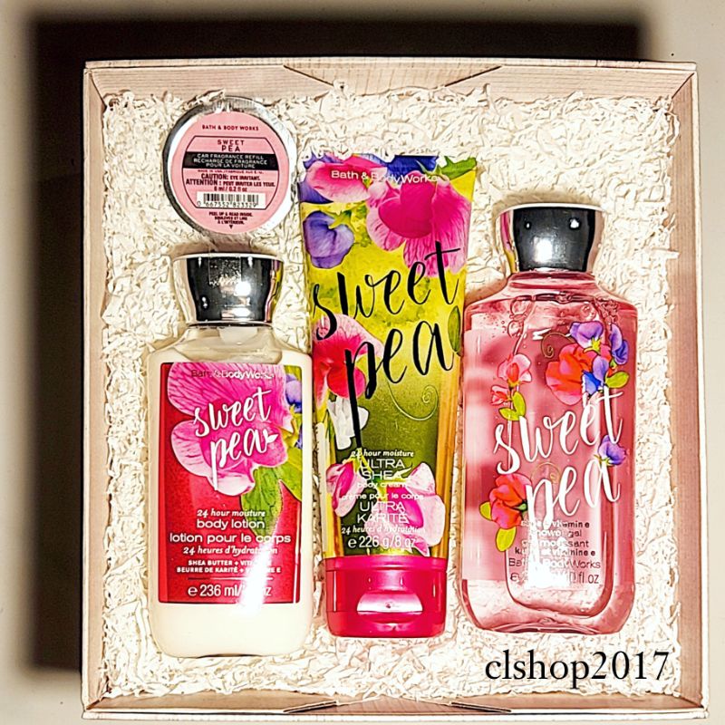 BBW SWEET PEA GIFT SET PAKET BATH &amp; BODY WORKS