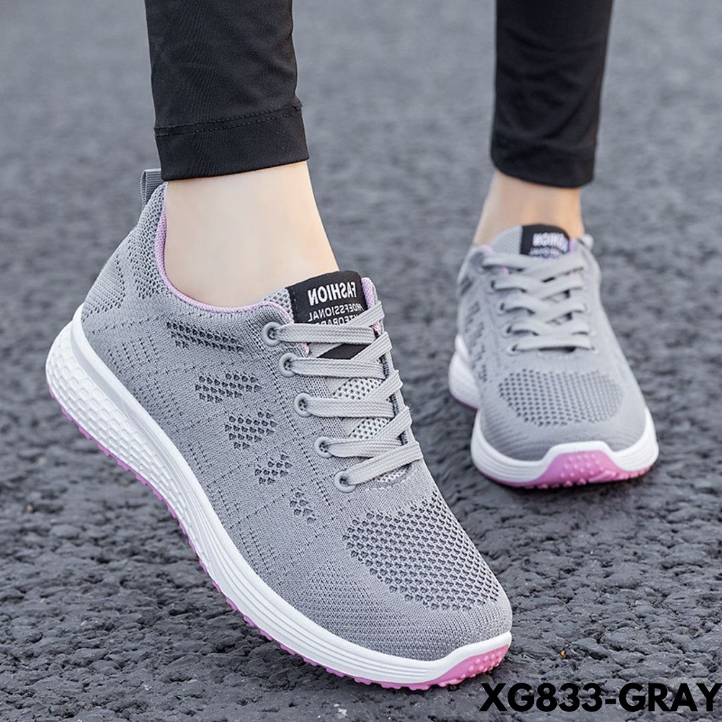 SEPATU SNEAKERS WANITA STYLE WARNA BASIC MANTEP NGEGYM BAHAN MESH BERKUALITAS IMPORT G833