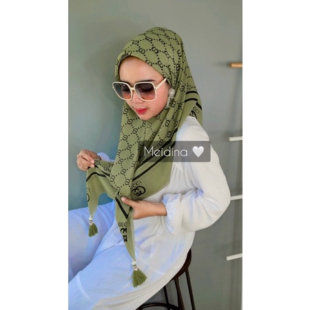 Hijab segi empat motf Gg pottonstar jambul tassel / hijab model baru viral