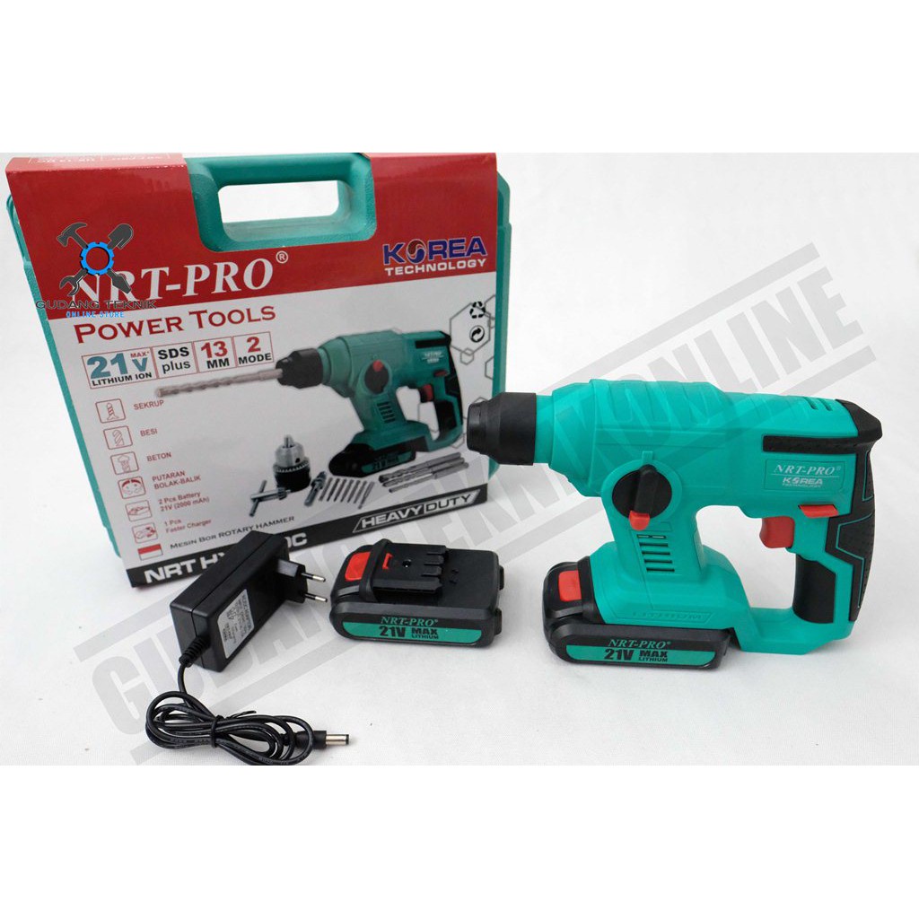 Mesin Bor Tangan Beton 13mm Rotary Hammer BATERAI 21V HX13DC NRT / Bor CORDLESS Drill 21 Volt 13 mm HX 13DC NRT PRO