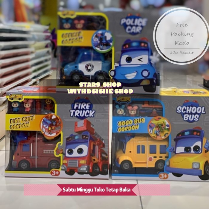 Diecast Gogo Bus Police Car Fire Truck School Bus Gordon Original