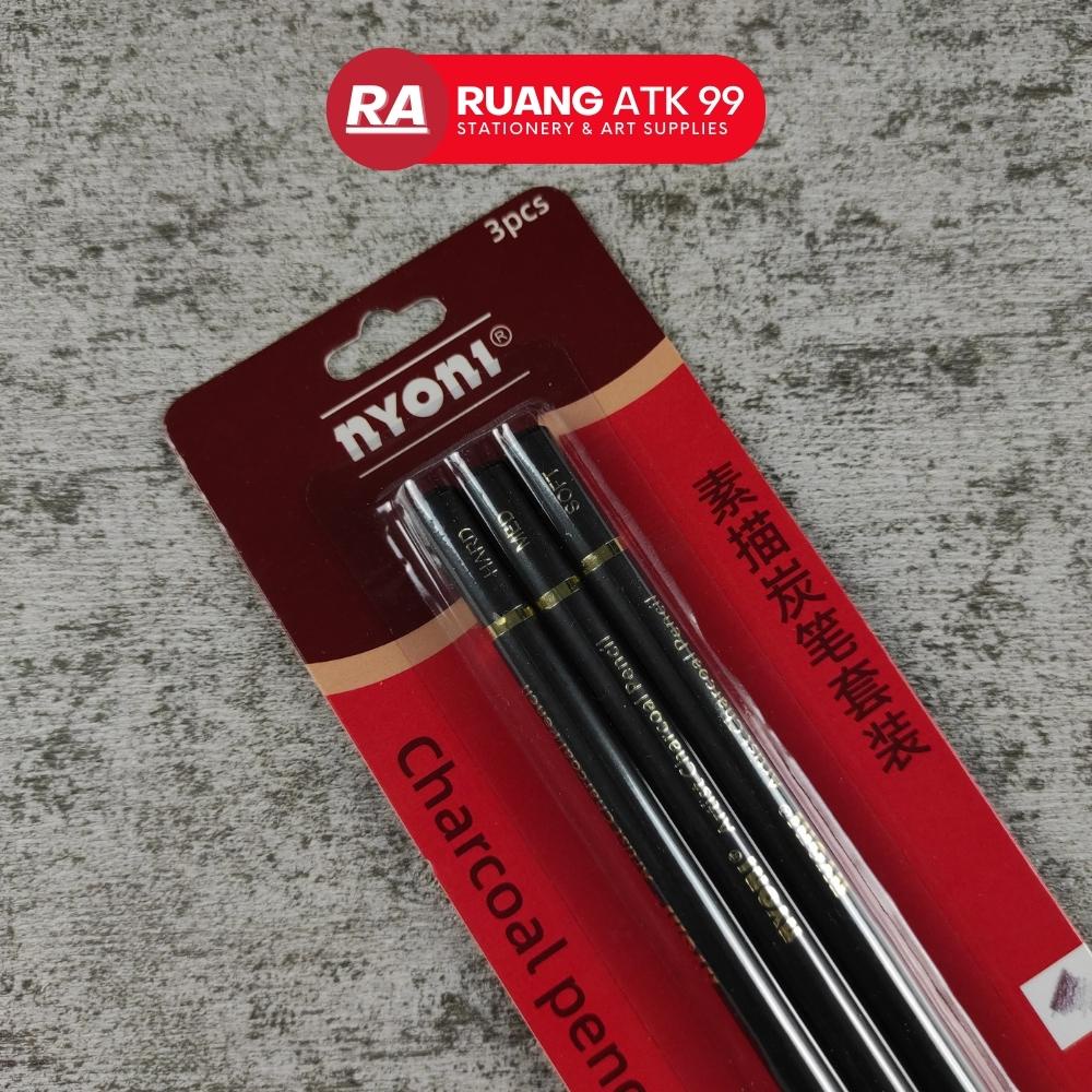 

NYONI Charcoal Drawing Pencil Set Pensil Gambar Soft/Medium/Hard