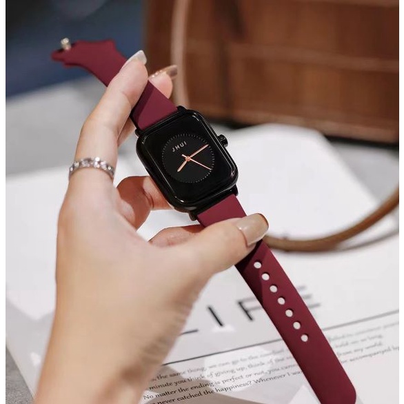 PA JAM TANGAN WANITA / PRIA ANALOG QUARTZ  RUBBER WATCH IMPORT GROSIR ORIGINAL KOTAK PERSEGI HIGH QUALITY RM028