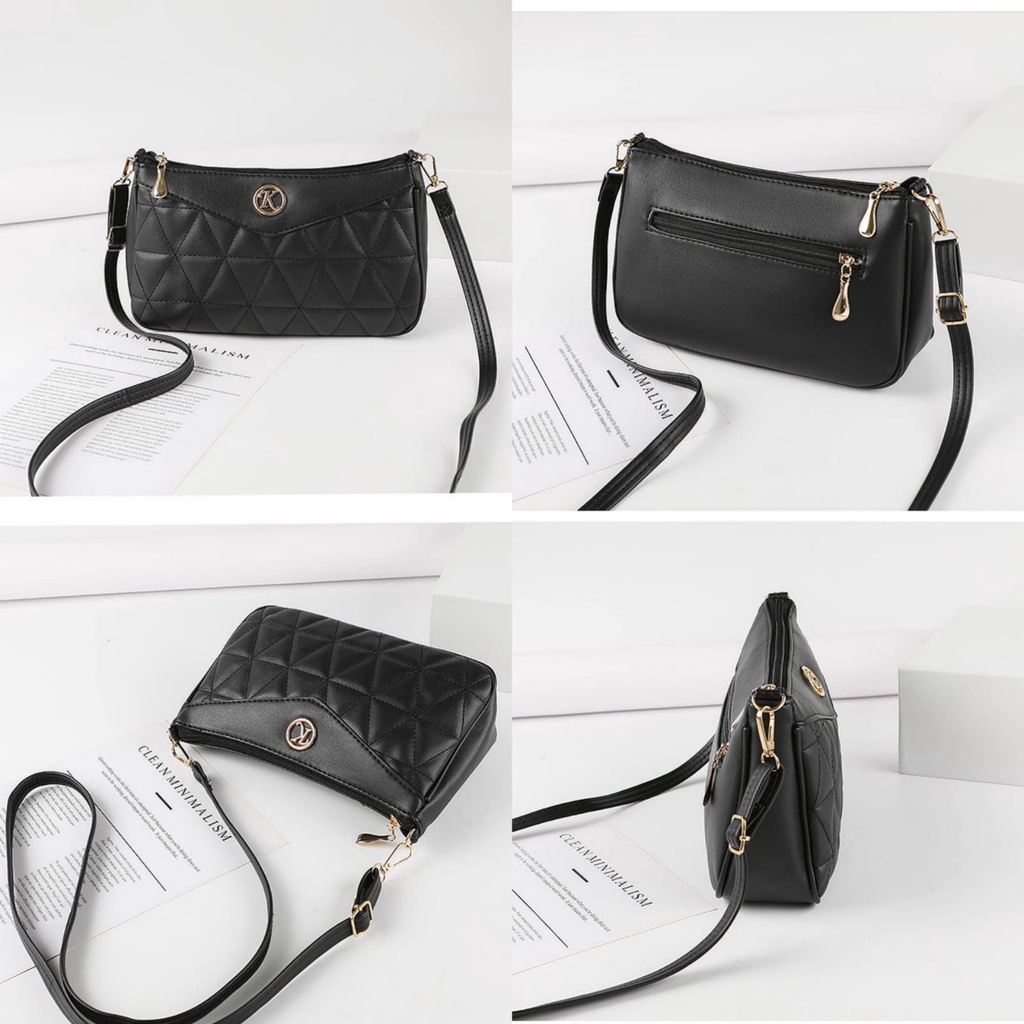 TAS SELEMPANG WANITA SLING BAG KOREA KULIT HITAM CHUKA TA711B5 IMPORT SHOULDER BAHU REMAJA CEWEK MURAH FASHION PREMIUM BRANDED BATAM SIMPLE CASUAL