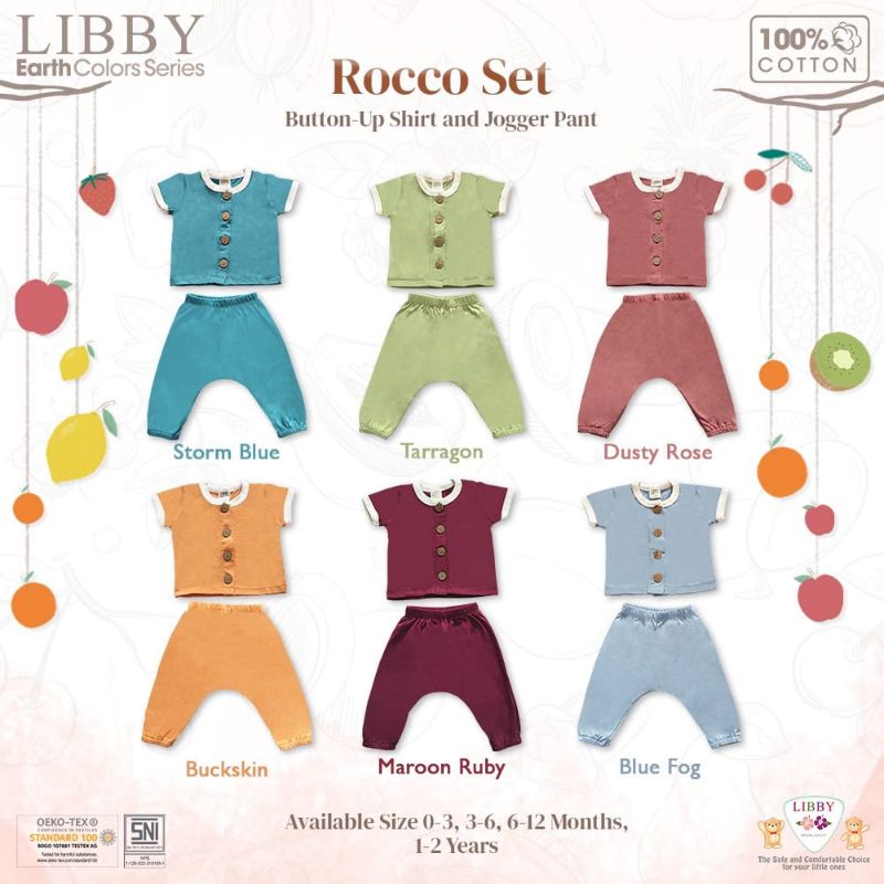 LIBBY Setelan ROCCO Set 0-2T Baju Pendek Celana Panjang EARTH COLOR