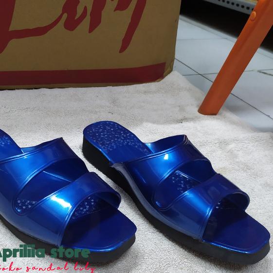 sandal lily 1340 - sandal jadul - sandal pria - Biru, 38