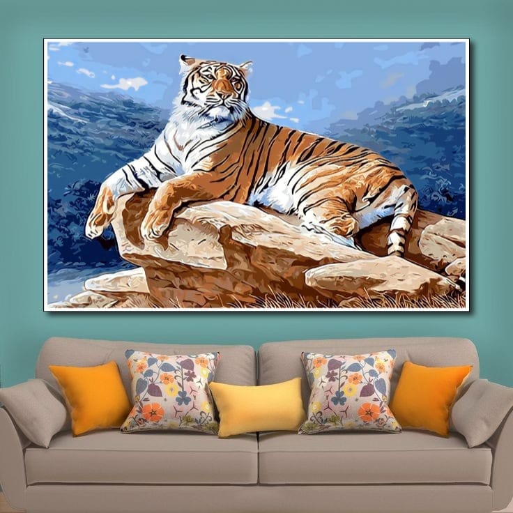 Hiasan Dinding Poster Gambar Harimau Xtra Jumbo Besar Best seller Ukuran 100x70cm 150x100cm 200x100c