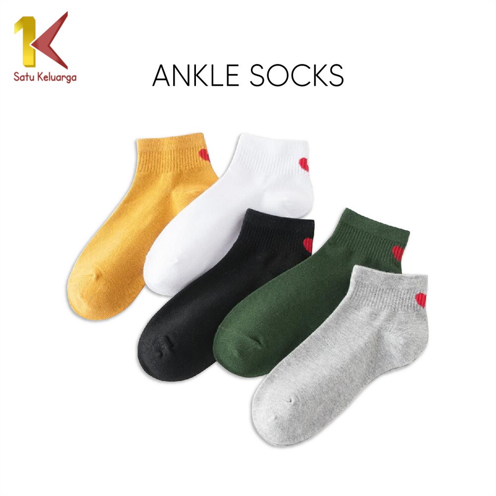 Satu Keluarga Kaos Kaki Motif Love P255 Kaoskaki Pendek Semata Kaki Ankle Fashion Korea Women Socks 