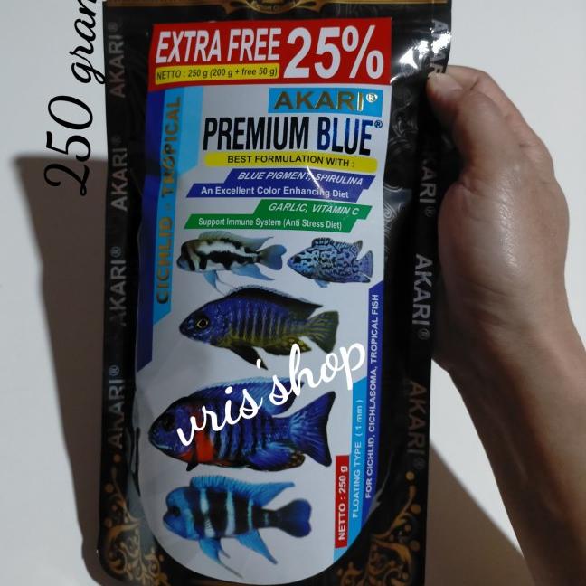 Akari premium blue ciklid 250 gram pakan ikan ciklid