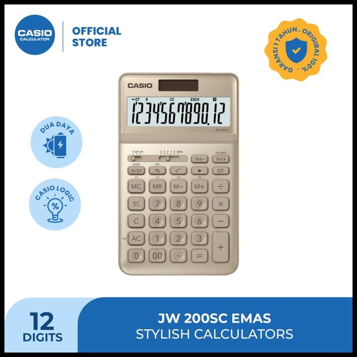 Casio Colorful Calculator Jw-200Sc- Gold