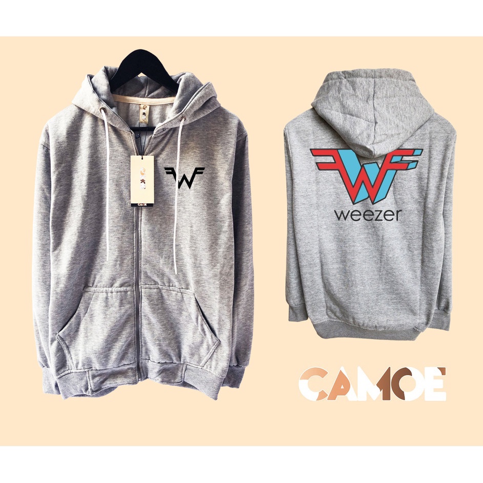 Jaket Hoodie Zipper Weezer Band 3D logo