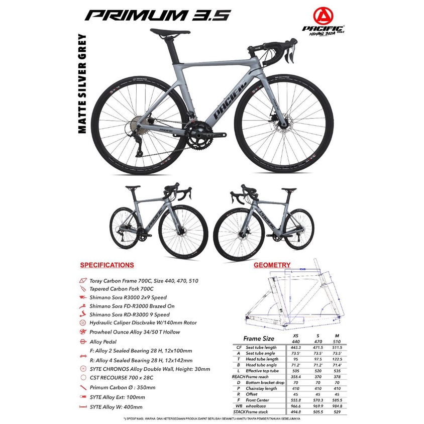 Sepeda Balap Roadbike Pacific PRIMUM 5.3 Carbon 22 Speed