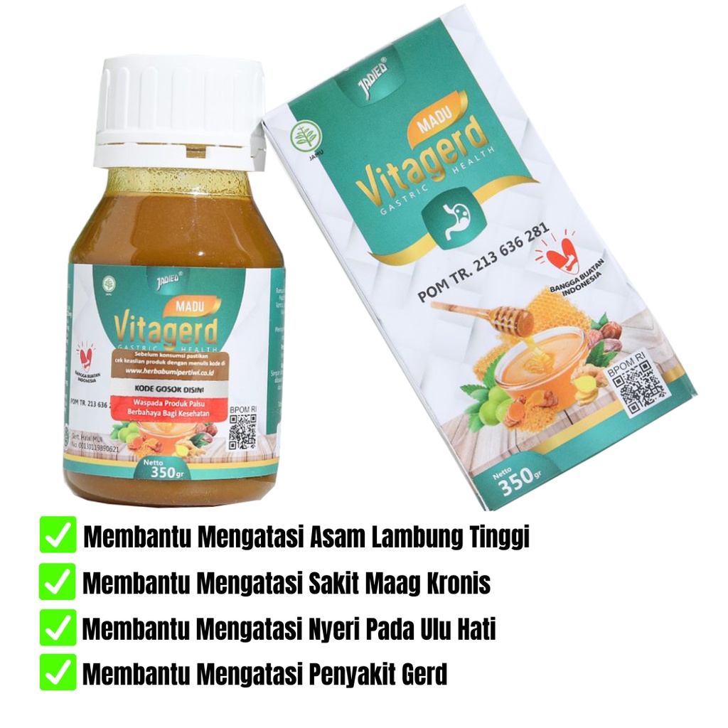 VITAGERD - Madu Vitagerd Herbal Obat GERD Dan Asam Lambung Original Asli Ori dengan Gejala Susah Tid