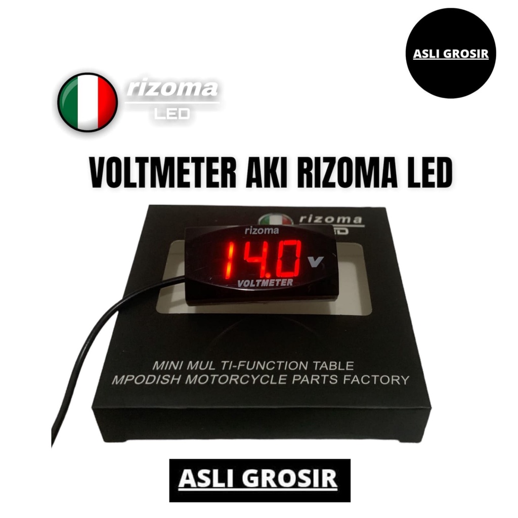 Voltmeter aki rizoma led merah biru universal motor mobil