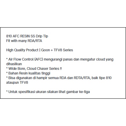 xx 810 AFC RESIN SS Drip Tipx | artha druga manta reload