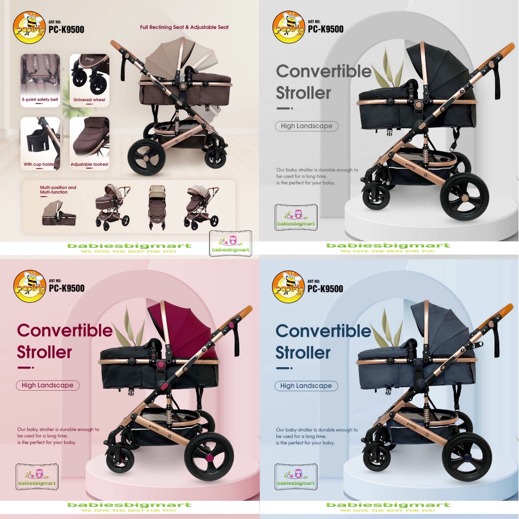 Stroller Pacific PC K 9500 Newborn Kereta Dorong Bayi Anak Hadap Depan Dan Belakang