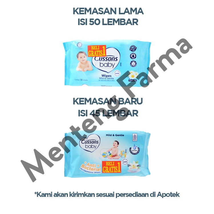 Cussons Baby Wipes Mild &amp; Gentle 45 Sheets - Tisu Basah Bayi Antibacterial