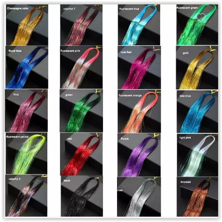 Termurah Aksesoris Rambut Palsu Holographic Sparkle Hair Tinsel Glitter Extensions Highlight
