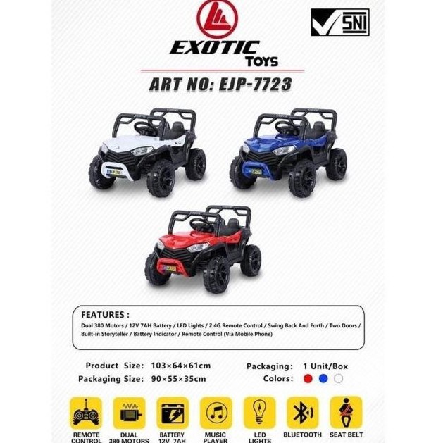 Mainan Anak Mobil Aki Jeep Exotic EJP 7723 EJP7723 EJP-7723 Offroad