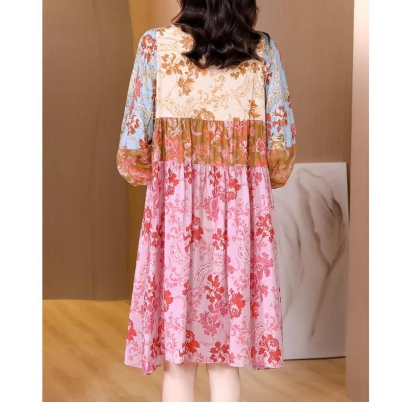 MDLV ~ 6940# Charitina Patchwork Loose Dress Import