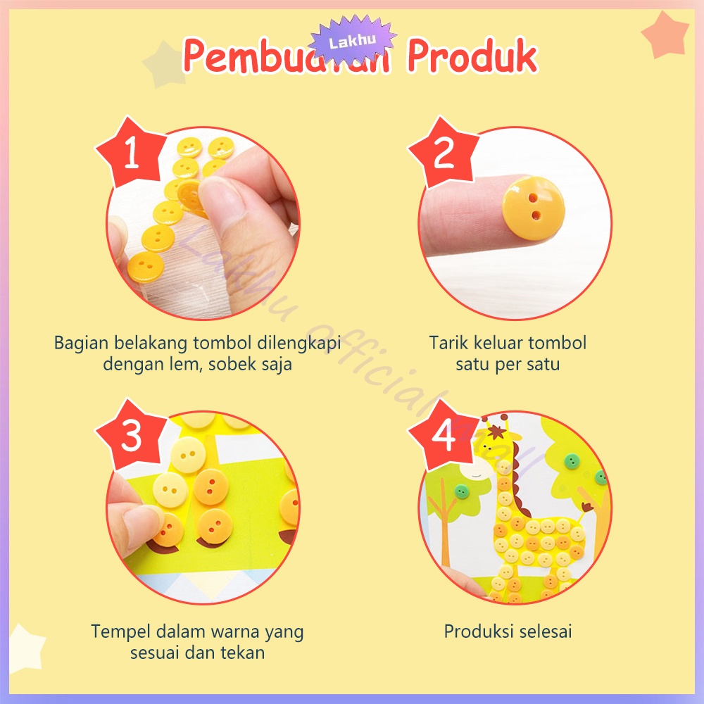 JCHO DIY painting button sticker menampel kancing Mainan Edukasi Montessori