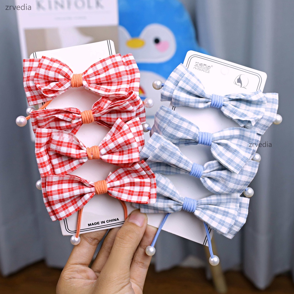 (SATUAN) Ikat Rambut Chibi - Kunciran Pita Square Simpul Anak Perempuan Kualitas Import Korea Balita Wanita Lucu ZR Vedia