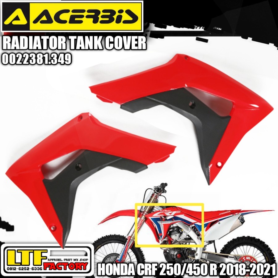 HONDA CRF 250 450 R 2017 2018 2019 2020 2021 - ACERBIS Radiator Tank Cover Body Samping Tangki Depan