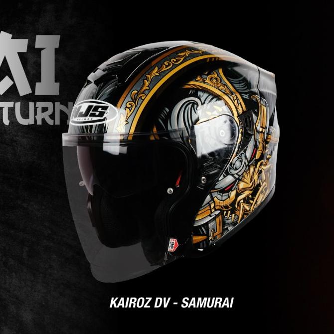 NJS KAIROZ DV Samurai Hitam Gloss/Doff - Helm Half face