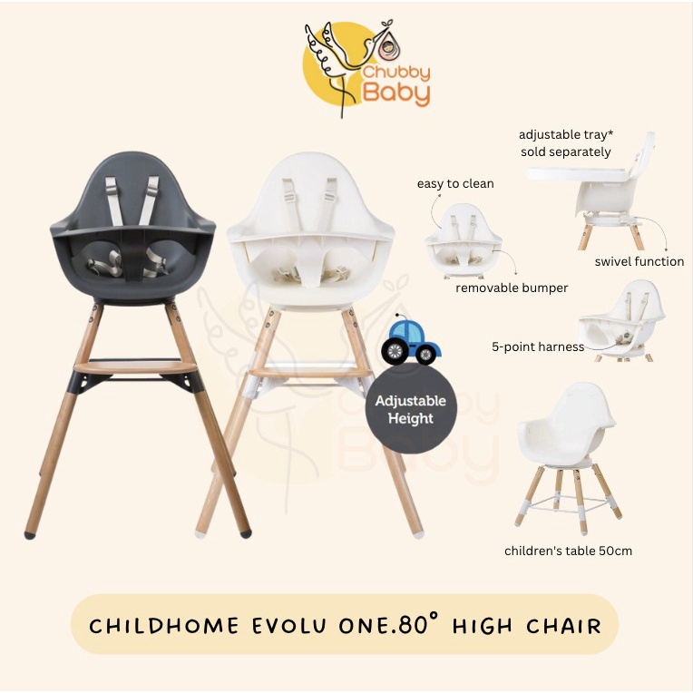 Childhome Evolu One.80° High Chair | Kursi Makan Putar Baby