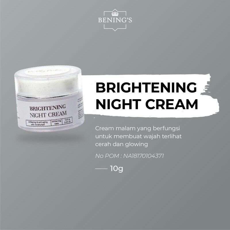 bening's brightening night cream ( k1)  cream malam pencerah & glowing tanpa efek samping