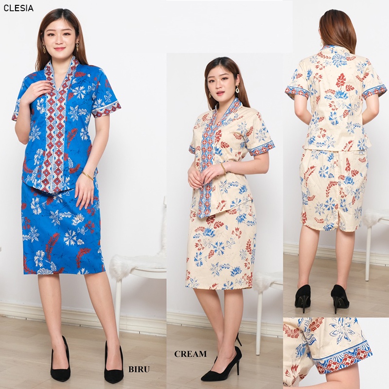 Evercloth Clesia Dress Batik Wanita Atasan Rok Wanita Terusan Batik ( Atasan + Rok )