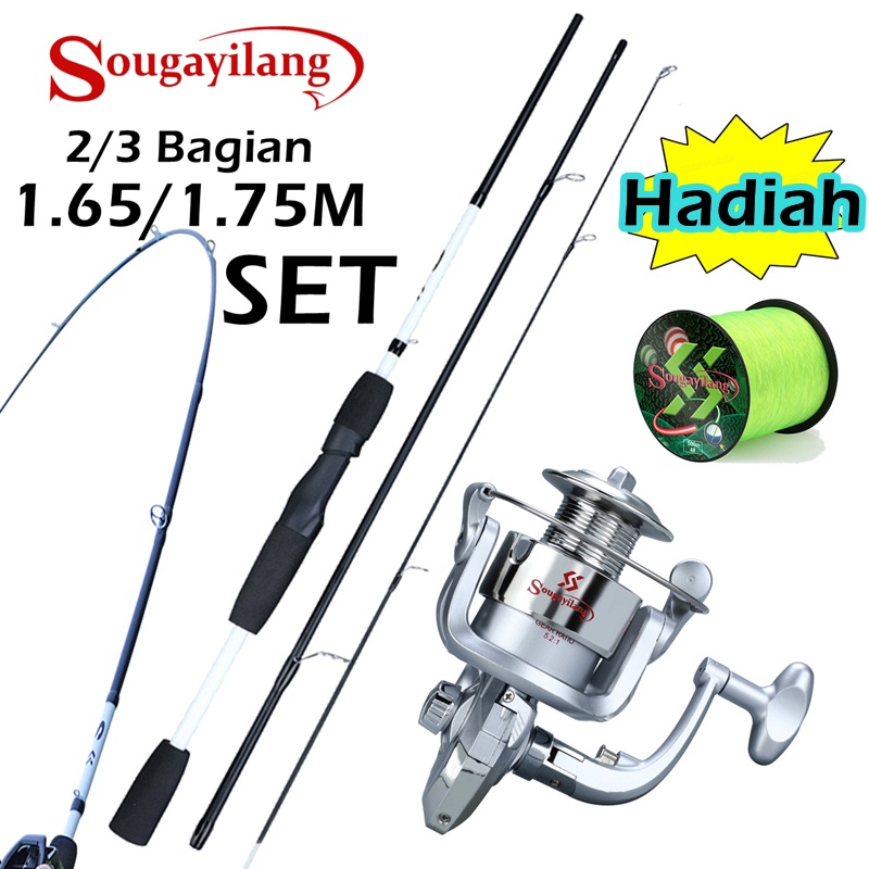 SOUGAYILANG PANCINGAN SET LENGKAP 1.65M/1.75M 2/3 BAGIAN JORAN PANCING 1 SET REEL PANCING ALAT