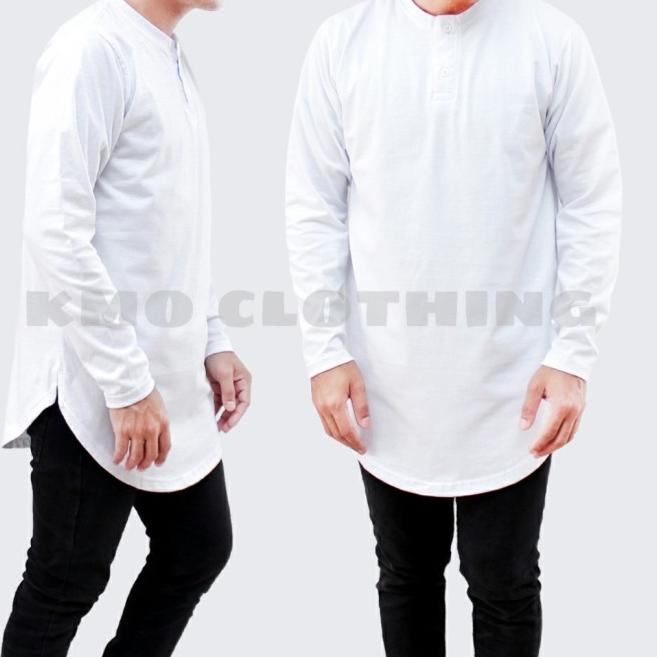 Kaos Kurta Lengan Panjang Baju Koko Kurta Pria Original KMO - Hitam, M