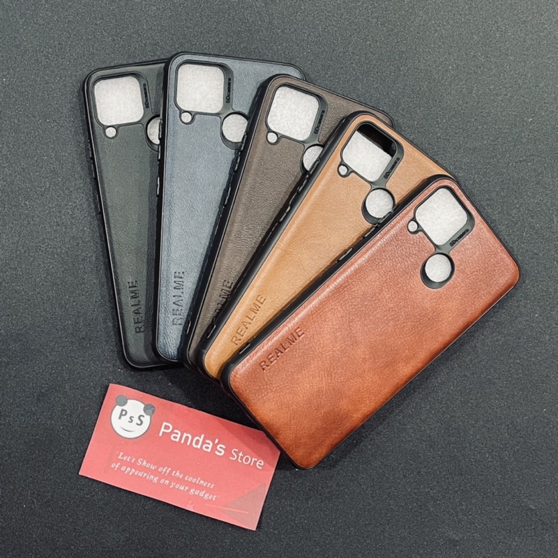 Leather Case Realme C12 / C15 Softcase Kulit Elegan Casing Slim Fit