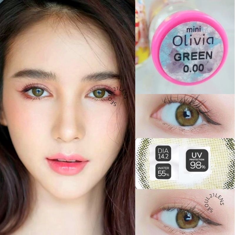 SOFTLENS MINI OLIVIA GREEN HIJAU KITTY KAWAII NORMAL MINUS s.d -10.00