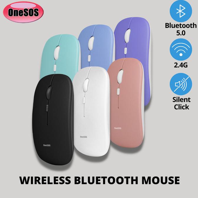 Mouse Wireless Bluetooth Mouse Silent Click Warna Macaron dengna desain minimalis