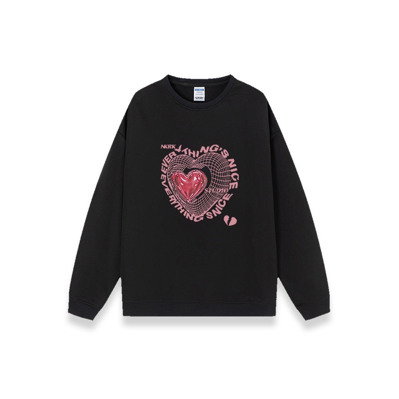 baju atasan wanita/oversize pink heart sweater/kekinian casual loose korean style top