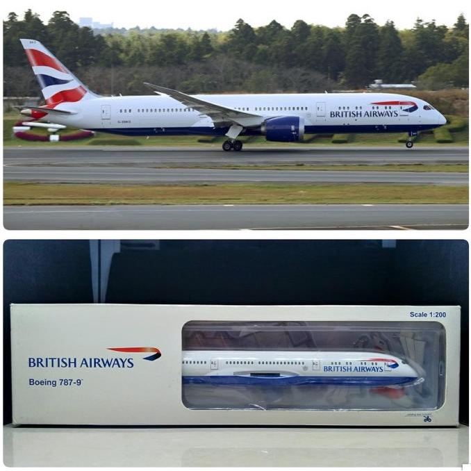 Diecast Pesawat British Airways B787-10 Hogan Wings(Plastik) 1:200