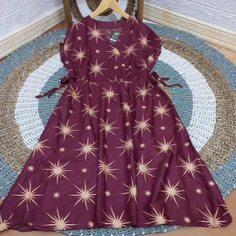 DRESS KIMONO VANESA TERBARU/DRESS MOTIF TERLARIS-Btg maroon