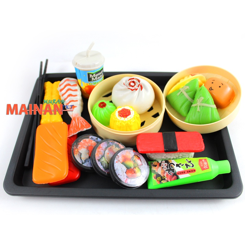 MAINANKEI MAINAN ANAK MURAH NAMPAN DIMSUM PLAYFOOD SS1592 SET KITCHEN MASAKAN SUSHI DIMSUM