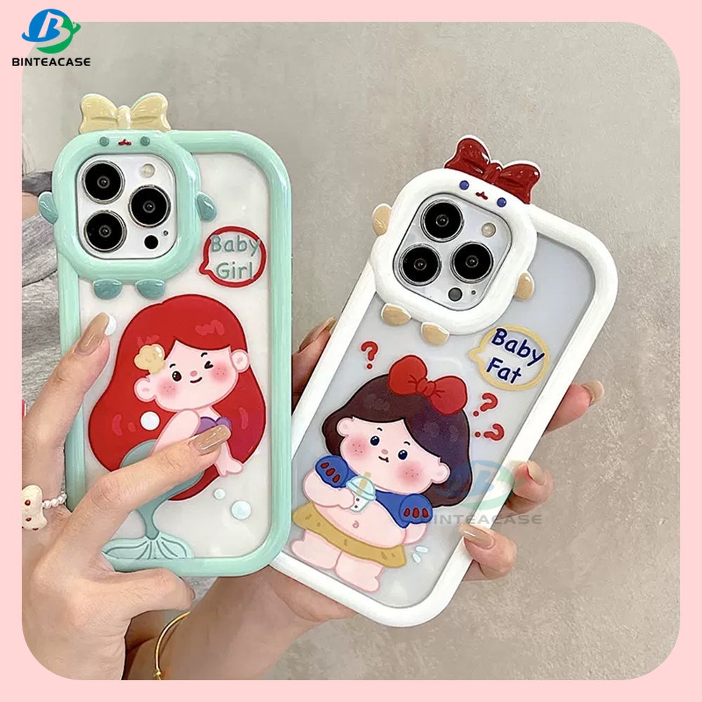 Realme 10 C55 C30 C31 C33 C35 C21Y C25Y RealmeC11 C25 C17 C15 C12 C3 C2 7i 5 5i 6i Kartun Princess Monster Kecil Frame Lensa Phone Case Binteacase