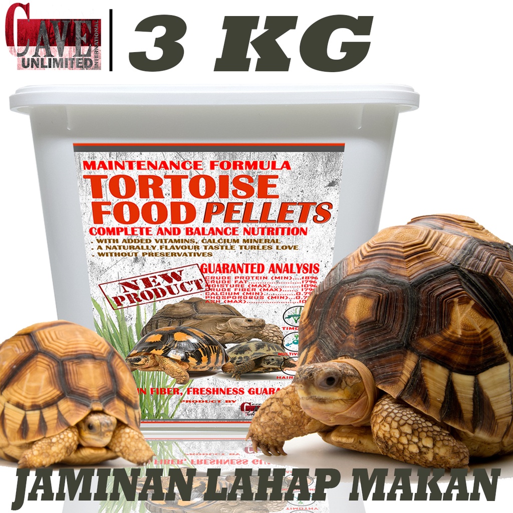 3KG PAKAN TORTOISE MAKANAN PELET KURA KURA DARAT SULCATA ALDABRA INDIAN STAR PARDALIS JAMINAN LAHAP 